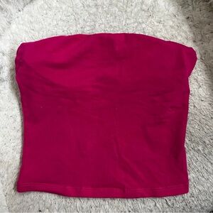 Match Strapless Fuchsia Crop Top